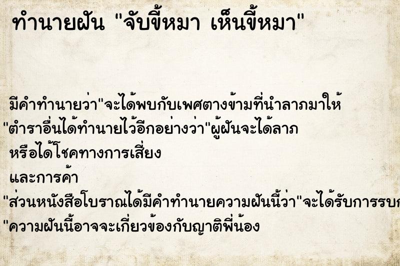 ทำนายฝัน จับขี้หมา เห็นขี้หมา